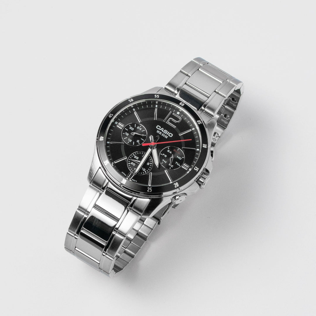 Casio Men’s Stainless Steel Multifunction Watch MTP-1374D-1A – Sleek Everyday Style