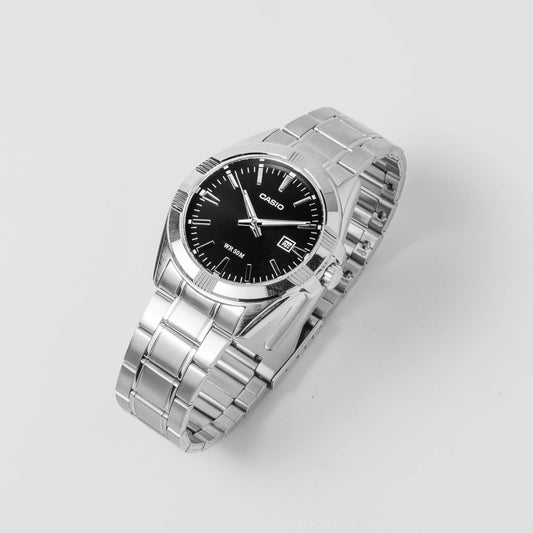 Casio Men’s Black Dial Stainless Steel Watch MTP-1308D-1A – 50M Water Resistance