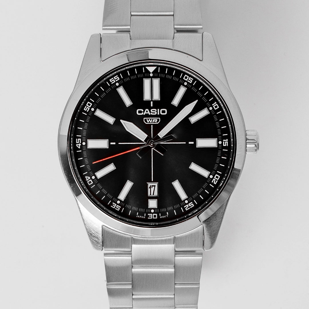 Casio Men’s Black Dial Stainless Steel Watch MTP-VD03D-1A – Casual Everyday Style