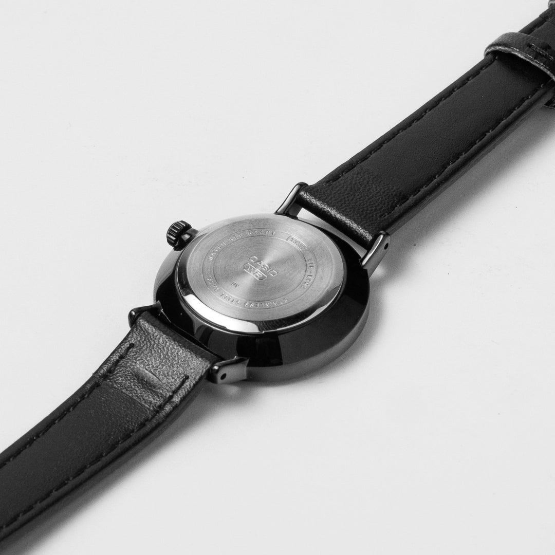 Casio Ladies Red Dial Black Leather Watch LTP-VT02BL-4A – Sleek Ion-Plated Case