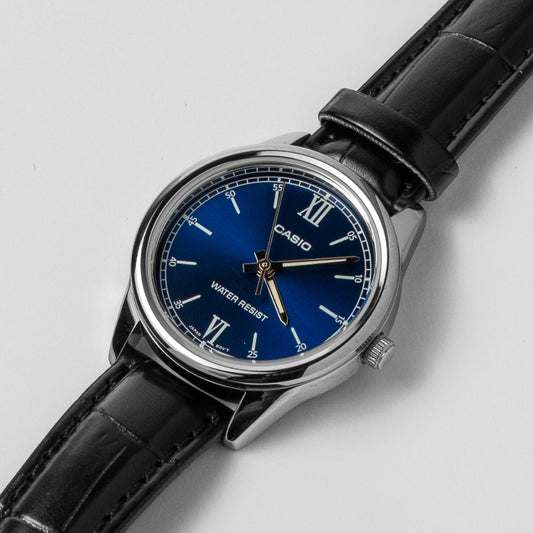 Casio Ladies Blue Dial Leather Watch LTP-V005L-2B – Minimalist Classic Design